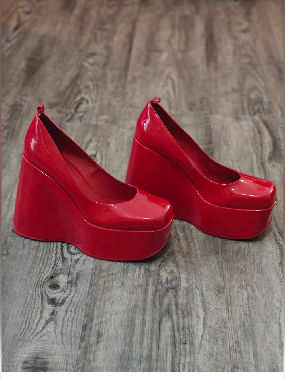 Jeffrey Campbell Red Patent Platform Wedge Pumps
